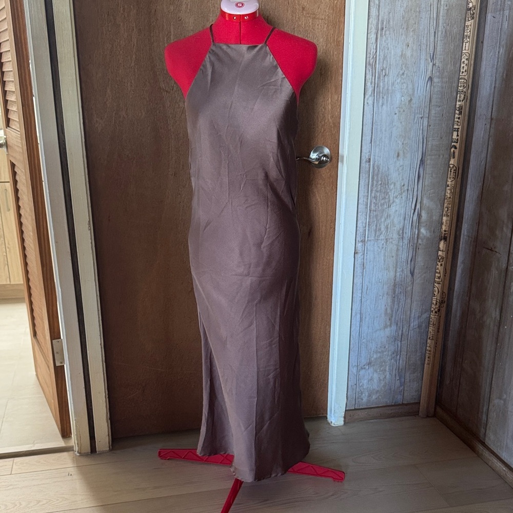 Sage Chocolate Brown Backless Dress
